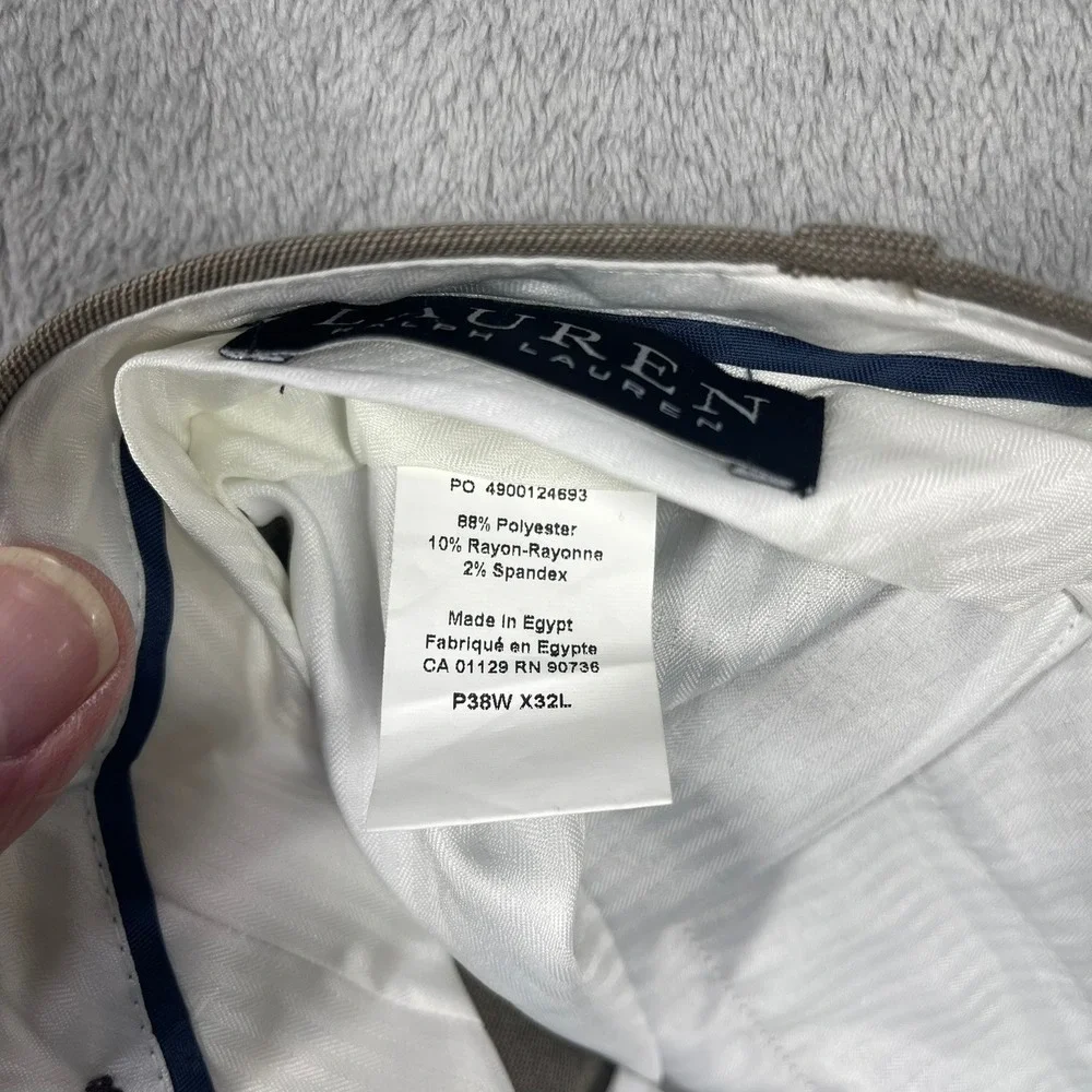 Lauren Ralph Lauren UltraFlex Classic Fit Pleated Dress Pants Tan 38x32 NWT